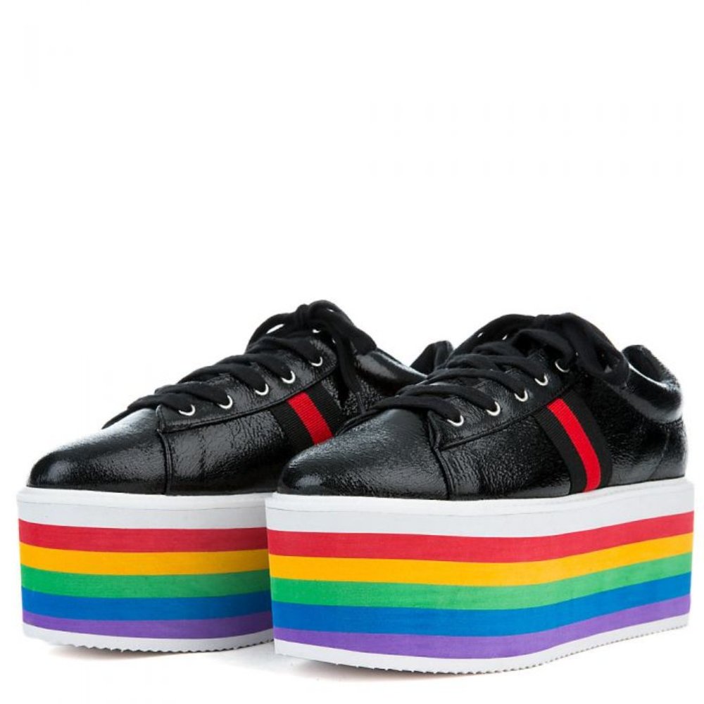 Cape Robbin Rainbow Platform Wedge Sneakers in Size 6M
